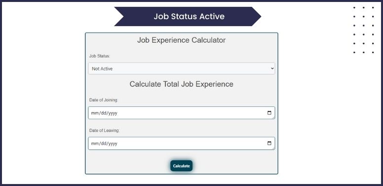 Not Active Job Experience Calculator
